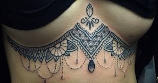 Lower Sternum Lace Tattoo Gorgeous Lace Sternum Tattoo Geometric Tattoo Ideas Pinterest Lace Tattoo Tattoos For Women Back Tattoos