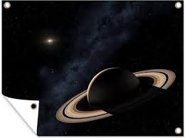Saturnus ruimte planeet zonnestelsel astronomie universum hemel maan planet mars. Bol Com Tuinposter Saturnus De Planeet Saturnus Tegen Een Donkere Hemel Met Een Ster