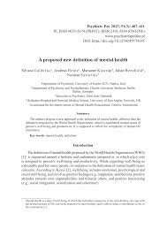 Pdf A Proposed New Definition Of Mental Health