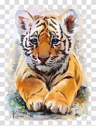 Baby Tigers Watercolor Painting Watercolor Tiger Transparent Background Png Clipart Watercolor Tiger Tiger Painting Animal Drawings