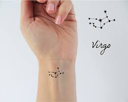 6 Virgo Zodiac Temporary Tattoos Virgo Constellation Virgo Tattoo Small Tattoo Stars Tattoo Virgo Tattoo Designs Virgo Tattoo Constilation Tattoo