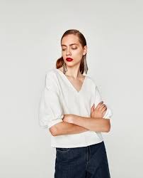 zara dan 2 balon kollu t shirt resmi kadin