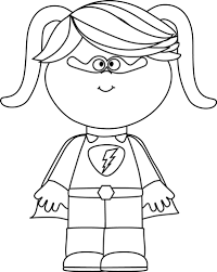 Kid outlines body outline coloring page superhero template sketch. Black And White Little Girl Superhero Superhero Preschool Superhero Coloring Pages Superhero Classroom