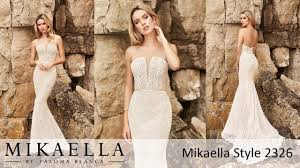 Plunging Notched Neckline Wedding Dress - Style #2326 | Mikaella Bridal