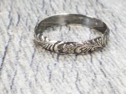 33 Vintage Sterling Silver Etched Ring Sterling Ring Silver Ring Floral Stackable Thu Vintage Wedding Band Wedding Band Engraving Wedding Rings Engagement