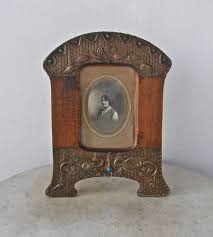 Art Nouveau Picture Frame Free Standing Beveled Wood Copper 9 Iridescent Turquoise Glass Beads Swan Victorian Picture Frames Free Picture Frames Picture Frames