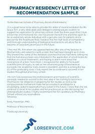 Pharmacy Residency Letter Of Recommendation
