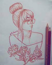 Quick Sketch Drawing Art Girl Drawing Colors Red Quicksketch Roses Hair Portrait Simple Cartoon Art Styles Cool Art Drawings Girl Drawing Sketches