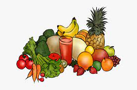 The plate features four sections — vegetables, fruits, grains, and protein — plus a side order of dairy in blue. Transparent Pickel Clipart Eat Fruits And Vegetables Clipart Hd Png Download Kindpng