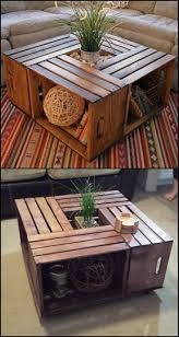 Sie brauchen insgesamt vier rollen, die an die vier ecken fest angeschraubt werden sollen. How To Build A Crate Coffee Table Diy Projects For Everyone Weinkisten Tisch Selber Machen Tisch Rustikale Couchtische