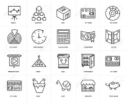 Set Of 20 Icons Such As Piggy Bank Grocery Cart Pack Cit