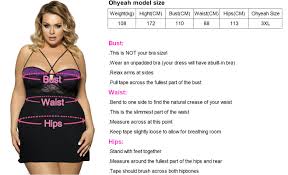 Ohyeah Size Chart Including Lingerie Size Womens Panty Size