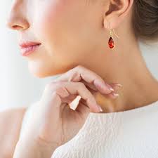 Pendientes de lágrima de zafiro naranja Padparadscha en plata de ley o  relleno de oro de 14 qt, joyería de zafiro creada en laboratorio, 5.º o  45.º aniversario