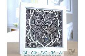 Download M158 3d Owl Mandala Shadow Box Mandala Svg Dxf 1020886 Paper Cutting Design Bundles