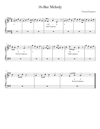 For example, if the time signature is 4/4, you will count each bar that has 4 full beats. 16 Bar Melody Sheet Music For Piano Solo Musescore Com