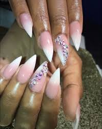 Rated 5.00 out of 5 based on 1 customer rating. Ombre French Acrylic Stiletto Nails Stones Bling Nail Stiletto Nails Bling Nails Ombre Nail Diy