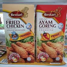 Hanya bancuh tambah air sahaja dan celup bahan yg nk digoreng. Bestari Tepung Ayam Goreng Rangup Serbaguna Asli Pedas 150g Bestari Crispy Fried Chicken 150g