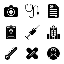 Medic Icon Set Include Aid First Kit Health Doctor Medic Medical Stethoscope Prescription Healthy Syringe Hospital Building Thermometer Plaster Nurse User User Health Doctors Hospital Icon Health Icon