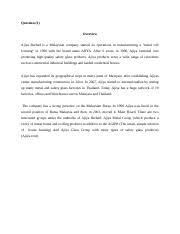 We are the sole agent/distributor for over 40 reputable. Assignment 1 Aseel Docx Question 1 Overview Ajiya Berhad Is A Malaysian Company Started Its Operations In Manufacturing A Metal Roll Forming In 1990 Course Hero