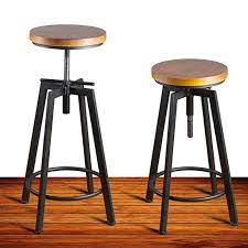 Up to 70% off top selling brands. Round Wood Seat Bar Counter Height Adjustable Swivel Metal Bar Stool Chair For Bistro Pub Breakfast Kitchen Coffee Set Of 2 Bar Stools Stool Metal Bar Stools