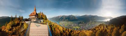 Observation deck with great panorama: Freie Fahrt Mit Der Bergbahn Harder Kulm Regional Pass Berner Oberland