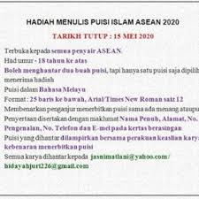 Senarai Pertandingan Menulis Puisi Cerpen Dan Novel 2020