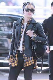 Jimin Leather Jacket Yellow Plaid Shirt Jimin Airport Fashion Bts Inspired Outfits Bts Jimin