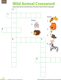 1st grade crossword puzzles first graders are beginning to develop their academic skills. Animal Crossword Puzzle Worksheet Education Com Crossword Crossword Puzzle Reading Fun