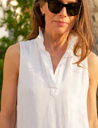 Daphne, Sleeveless Popover Dress, White