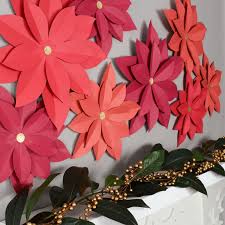 Diy Wall Decorations How To Make Paper Flowers Christmas Poinsettias Christmas Flowers Diy Diy Christmas Wall Christmas Paper