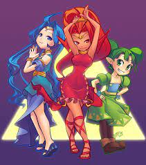 din, nayru, and farore (the legend of zelda and 2 more) drawn by lumi-mae |  Danbooru