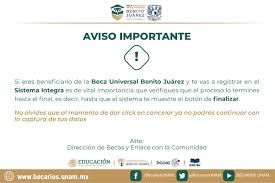 La coordinación nacional de becas para el bienestar benito juárez aseguró que se está trabajando para mejorar el servidor. Aviso Urgente Beca Benito Juarez Cch Vallejo Oficial Facebook