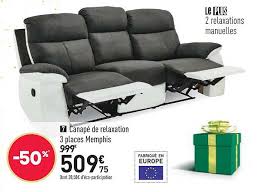 Canapé sur gifi.fr ✅ tout l'équipement et la décoration dont vous avez besoin pour votre intérieur ✅ paiement en 3 fois sans frais. Offre Canape De Relaxation 3 Places Memphis Chez Conforama