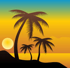 Palm Trees On The Beach Vector Palm Trees Painting Tree Painting Silhouette Painting