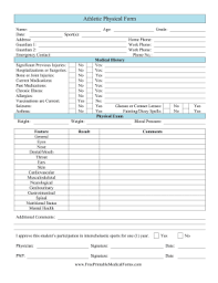 Printable Athletic Physical Form School Nurse Office Medical Printables Nursing Jobs
