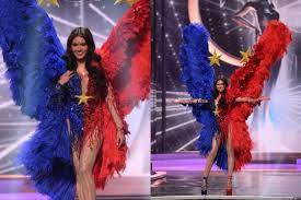 Rabiya mateo wore an outfit inspired by the philippine flag during the national costume competition of the 69th miss universe on friday (manila time). Lyz0e3fjfrlvhm