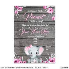 There are just so many cute and precious ideas in it that i just adore! Girl Elephant Baby Shower Invitation Rustic Pink Invitation Zazzle Com Festa Elefante Elefante Tema
