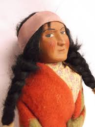 Vintage Skookum Bully Good Right Glancing Doll with Papoose 10 1/2" Tall