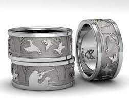 Hunter And Ducks Etsy Deer Wedding Bands Hunting Wedding Rings Wedding Ring Styles