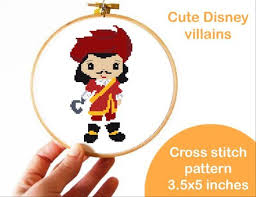 Captain Hook Cute Disney Cross Stitch Pattern Disney Villains Peter Pan Modern Easy C Disney Cross Stitch Patterns Disney Cross Stitch Cross Stitch Patterns