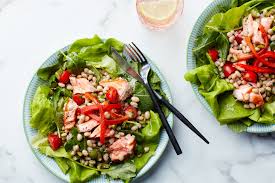 Ingredients · 2 8 oz cans wild salmon not drained · 10 oz carrot matchsticks or 2 cups shredded carrots · 3 large bell peppers thinly sliced · 2 . Salmon Salad With Beans Recipe Epicurious