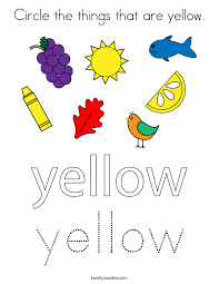 Coloring pages to color : Circle The Things That Are Yellow Coloring Page Twisty Noodle Handwriting Worksheets For Kids Color Activities Coloring Pages