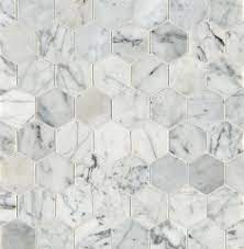 Honed marble wall and floor mosaic tile (0.717 sq. Carrara Honed Hexagon Marble Mosaic Tile Mandarin Stone