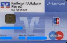 Bank Card Raiffeisen Volksbank Vr Bankcard Raiffeisen Volksbank Ries Eg Germany Federal Republic Col De Ms 0004