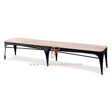Livingston modern classic curved back grey dining bench. Buy Fr Benches Series Long Backless Tolix Inspired Dining Bench With Wooden Seat Online Long Benches Restaurant And Cafe Benches Commercial Furniture Furnitureroots Product
