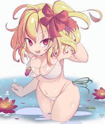 open mouth, lily pad, bikini, hime (suguri), 100 percent orange juice -  Anime R34