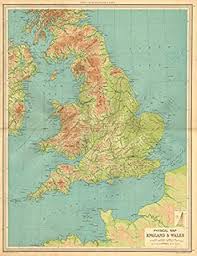 Karte von england große farbe; Amazon De Physikalische Karte Von England Und Wales Berge Erhohung Grosse Landkarte Von Bartholomew 1939 Old Antique Vintage Map Gedruckte Karten Von Grossbritannien