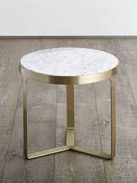 Stunning white marble end table with gold accents, 18 round, reflective top coat. Julius Marble Tables The Rug Collection Marble Table Marble Top Coffee Table Coffee Table