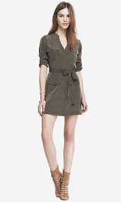 Military Shirtdress Green From Express Shirt Dress Drawstring Dresses Fashion