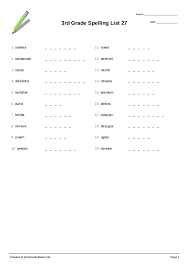 According to the experts, 2nd graders should start the year reading at 50 wpm and end the year at 90 wpm. 3rd Grade Spelling List 27 Word Scramble Worksheet Quickworksheets
